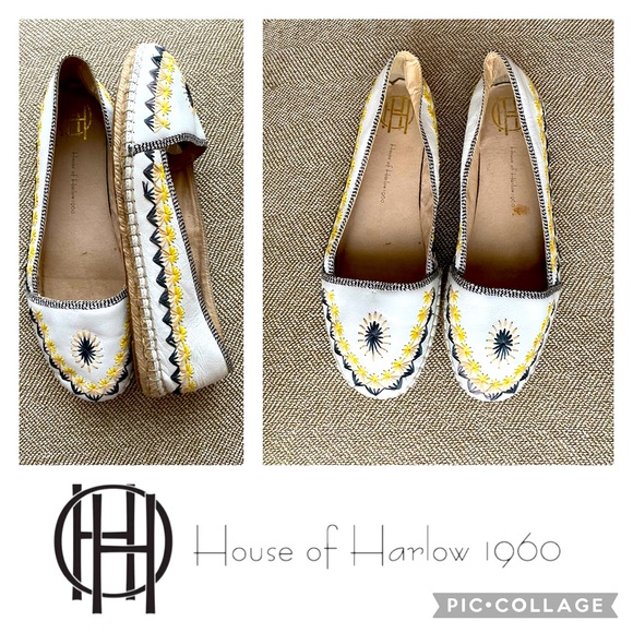 House of Harlow 1960 Kole Espadrilles. Supple Leather w/Embroidered Pattern.38.5 - Picture 1 of 13